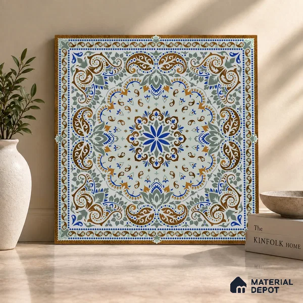 Moroccan Wall & Floor Tile TL 06908 2 ft x 2 ft Vitrified Carving Matte Finish - 9 mm | Suitable For Kitchen, Bedroom, Dining Area | Please Expect a Slight Variation of Pattern