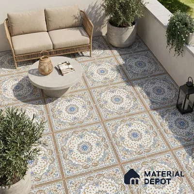 Moroccan Wall & Floor Tile TL 06908   2 ft x 2 ft Vitrified Carving Matte Finish - 9 mm | Suitable For Kitchen, Bedroom, Dining Area | Please Expect a Slight Variation of Pattern