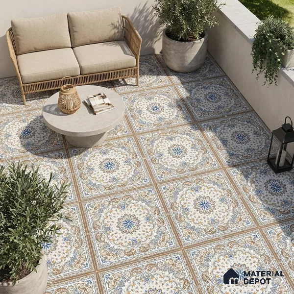Moroccan Wall & Floor Tile TL 06908 2 ft x 2 ft Vitrified Carving Matte Finish - 9 mm | Suitable For Kitchen, Bedroom, Dining Area | Please Expect a Slight Variation of Pattern