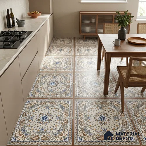 Moroccan Wall & Floor Tile TL 06908   2 ft x 2 ft Vitrified Carving Matte Finish - 9 mm | Suitable For Kitchen, Bedroom, Dining Area | Please Expect a Slight Variation of Pattern