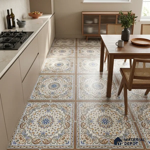 Moroccan Wall & Floor Tile TL 06908 2 ft x 2 ft Vitrified Carving Matte Finish - 9 mm | Suitable For Kitchen, Bedroom, Dining Area | Please Expect a Slight Variation of Pattern