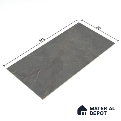 Marble Fior di Bosco Wall & Floor Tile TL 06911 Slate Grey 4 ft x 2 ft Matte Finish Vitrified Tile - 9 mm | 6 Random Designs | Suitable For Living Room, Bedroom, Kitchen