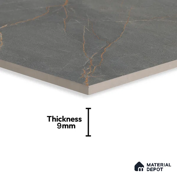 Marble Fior di Bosco Wall & Floor Tile TL 06911 Slate Grey 4 ft x 2 ft Matte Finish Vitrified Tile - 9 mm | 6 Random Designs | Suitable For Living Room, Bedroom, Kitchen