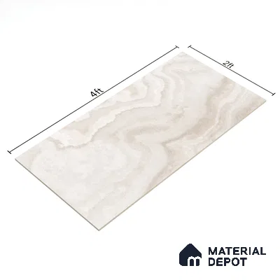 Marble Wall & Floor Tile TL 06912 Beige 4 ft x 2 ft Matte Finish Vitrified Tile - 9 mm | 8 Random Designs | Suitable For Living Room, Bedroom, Kitchen