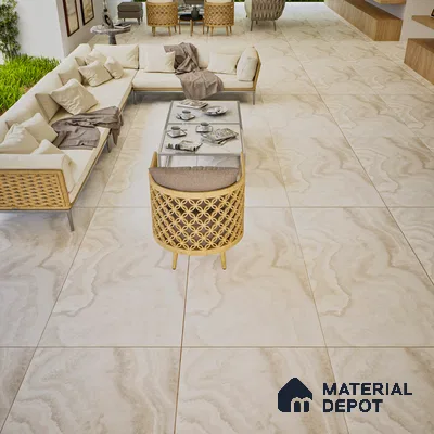 Marble Wall & Floor Tile TL 06912 Beige 4 ft x 2 ft Matte Finish Vitrified Tile - 9 mm | 8 Random Designs | Suitable For Living Room, Bedroom, Kitchen