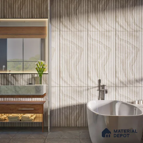 Punch Onyx Wall & Floor Tile TL 06913 Sand Beige 4 ft x 2 ft Matte Finish Vitrified Tile - 9 mm | 8 Random Designs | Suitable for Living Room, Dining, Feature / Accent Walls