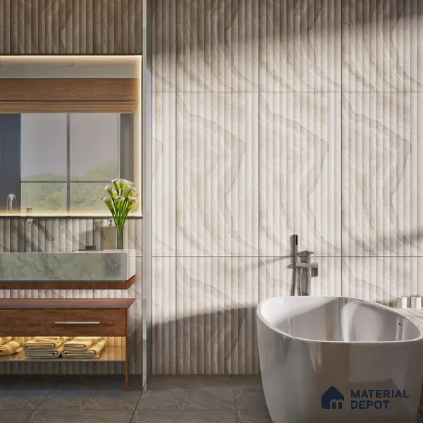 Punch Onyx Wall & Floor Tile TL 06913 Sand Beige 4 ft x 2 ft Matte Finish Vitrified Tile - 9 mm | 8 Random Designs | Suitable for Living Room, Dining, Feature / Accent Walls