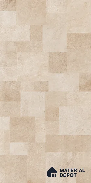 Beige Stacked Stone Floor & Wall Tile TL 06916 Prestige Evardo Crema 2 ft x 4 ft Vitrified Carving Matte Finish - 9 mm | 4 Random Design | Suitable for Living Room, Bedroom, Bathroom