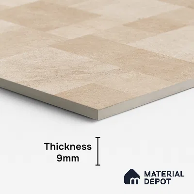 Beige Stacked Stone Floor & Wall Tile TL 06916 Prestige Evardo Crema 2 ft x 4 ft Vitrified Carving Matte Finish - 9 mm | 4 Random Design | Suitable for Living Room, Bedroom, Bathroom