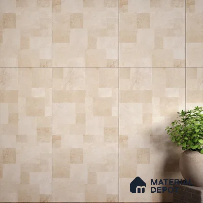 Beige Stacked Stone Floor & Wall Tile TL 06916 Prestige Evardo Crema 2 ft x 4 ft Vitrified Carving Matte Finish - 9 mm | 4 Random Design | Suitable for Living Room, Bedroom, Bathroom