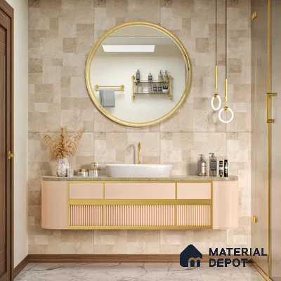 Beige Stacked Stone Floor & Wall Tile TL 06916 Prestige Evardo Crema 2 ft x 4 ft Vitrified Carving Matte Finish - 9 mm | 4 Random Design | Suitable for Living Room, Bedroom, Bathroom