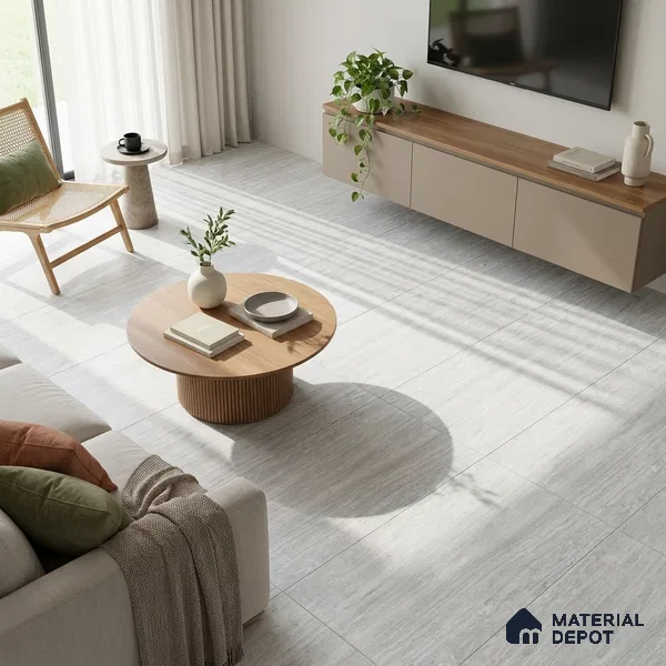 Stone Grey Marble Floor & Wall Tile TL 06920 Prestige 2 ft x 4 ft Vitrified Carving Matte Finish - 9 mm | 6 Random Design | Suitable for Living Room, Bathroom & Office