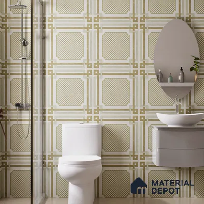 Beige Moroccan Wall & Floor Tile TL 06922 2 ft x 2 ft Vitrified Carving Matte Finish - 9 mm | Suitable For Kitchen, Bedroom, Dining Area | Please Expect a Slight Variation of Pattern