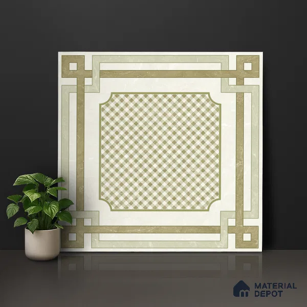 Beige Moroccan Wall & Floor Tile TL 06922 2 ft x 2 ft Vitrified Carving Matte Finish - 9 mm | Suitable For Kitchen, Bedroom, Dining Area | Please Expect a Slight Variation of Pattern