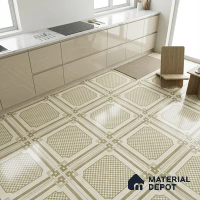 Beige Geometric Wall & Floor Tile TL 06922 2 ft x 2 ft Vitrified Carving Matte Finish - 9 mm | Suitable for Living Room, Bedroom, Bathroom | Please Expect a Slight Variation of Pattern (Sample)