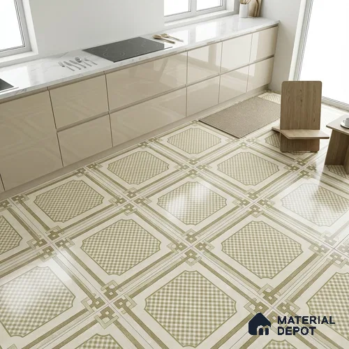 Beige Moroccan Wall & Floor Tile TL 06922 2 ft x 2 ft Vitrified Carving Matte Finish - 9 mm | Suitable For Kitchen, Bedroom, Dining Area | Please Expect a Slight Variation of Pattern