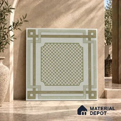 Beige Moroccan Wall & Floor Tile TL 06922 2 ft x 2 ft Vitrified Carving Matte Finish - 9 mm | Suitable For Kitchen, Bedroom, Dining Area | Please Expect a Slight Variation of Pattern