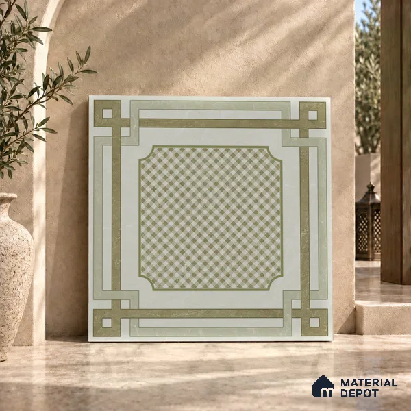 Beige Moroccan Wall & Floor Tile TL 06922 2 ft x 2 ft Vitrified Carving Matte Finish - 9 mm | Suitable For Kitchen, Bedroom, Dining Area | Please Expect a Slight Variation of Pattern