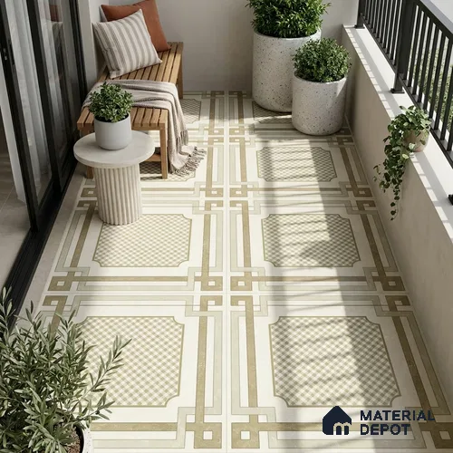 Beige Moroccan Wall & Floor Tile TL 06922 2 ft x 2 ft Vitrified Carving Matte Finish - 9 mm | Suitable For Kitchen, Bedroom, Dining Area | Please Expect a Slight Variation of Pattern