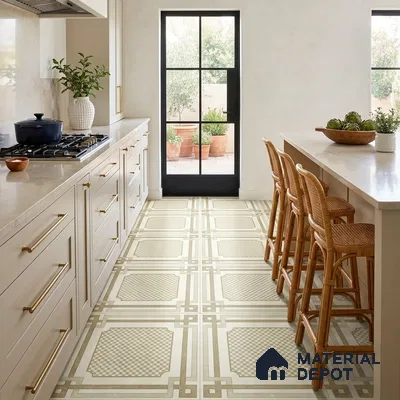 Beige Moroccan Wall & Floor Tile TL 06922 2 ft x 2 ft Vitrified Carving Matte Finish - 9 mm | Suitable For Kitchen, Bedroom, Dining Area | Please Expect a Slight Variation of Pattern