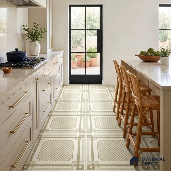 Beige Moroccan Wall & Floor Tile TL 06922 2 ft x 2 ft Vitrified Carving Matte Finish - 9 mm | Suitable For Kitchen, Bedroom, Dining Area | Please Expect a Slight Variation of Pattern