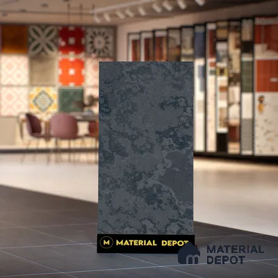 Black Rustic Wall & Floor Tile TL 06924 2 ft x 4 ft Vitrified Carving Matte Finish - 9 mm | 4 Random Design | Suitable for Living Room, Bedroom, Bathroom