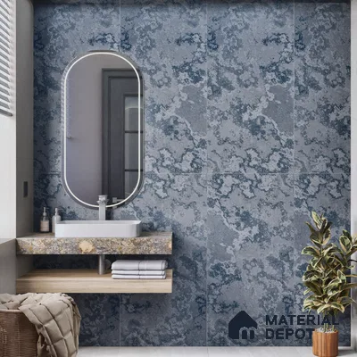 Black Rustic Wall & Floor Tile TL 06924 2 ft x 4 ft Vitrified Carving Matte Finish - 9 mm | 4 Random Design | Suitable for Living Room, Bedroom, Bathroom