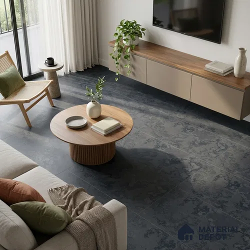 Black Rustic Wall & Floor Tile TL 06924 2 ft x 4 ft Vitrified Carving Matte Finish - 9 mm | 4 Random Design | Suitable for Living Room, Bedroom, Bathroom