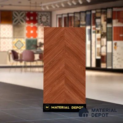 Brown Wood Floor Tile TL 06927   2 ft x 4 ft Vitrified Carving Matte Finish - 9 mm | Suitable for Living Room, Bedroom, Bathroom