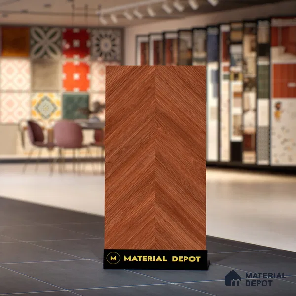 Brown Wood Floor Tile TL 06927 2 ft x 4 ft Vitrified Carving Matte Finish - 9 mm | Suitable for Living Room, Bedroom, Bathroom