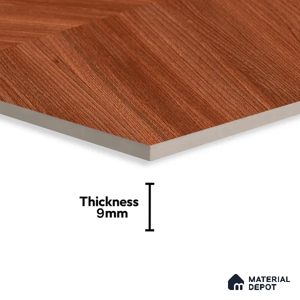 Brown Wood Floor Tile TL 06927 2 ft x 4 ft Vitrified Carving Matte Finish - 9 mm | Suitable for Living Room, Bedroom, Bathroom