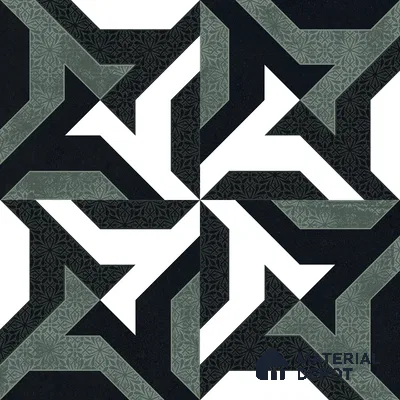 Black Moroccan Wall & Floor Tile TL 06930 2 ft x 2 ft Vitrified Carving Matte Finish - 9 mm | Suitable For Kitchen, Foyer, Dining Area | Please Expect a Slight Variation of Pattern