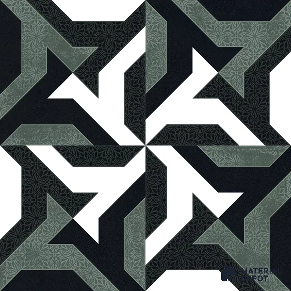 Black Moroccan Wall & Floor Tile TL 06930 2 ft x 2 ft Vitrified Carving Matte Finish - 9 mm | Suitable For Kitchen, Foyer, Dining Area | Please Expect a Slight Variation of Pattern