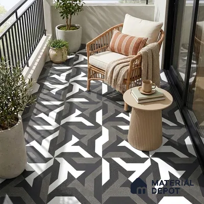 Black Moroccan Wall & Floor Tile TL 06930 2 ft x 2 ft Vitrified Carving Matte Finish - 9 mm | Suitable For Kitchen, Foyer, Dining Area | Please Expect a Slight Variation of Pattern