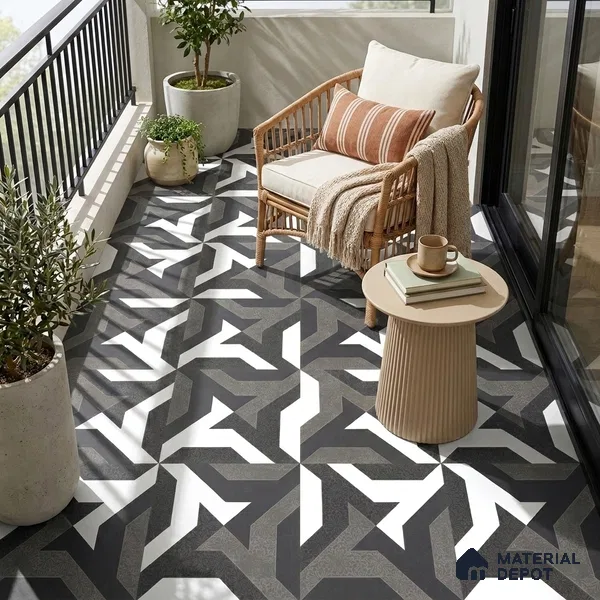 Black Moroccan Wall & Floor Tile TL 06930 2 ft x 2 ft Vitrified Carving Matte Finish - 9 mm | Suitable For Kitchen, Foyer, Dining Area | Please Expect a Slight Variation of Pattern
