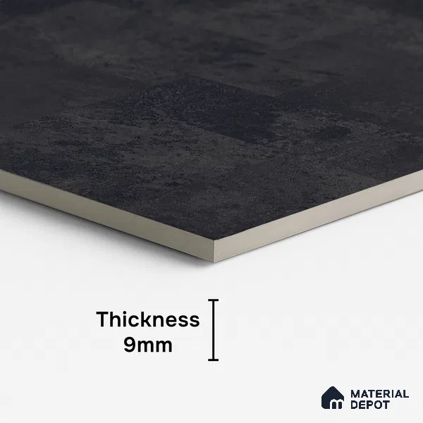 Black Stone Floor & Wall Tile TL 06936 Prestige Evardo Nero 2 ft x 4 ft Vitrified Carving Matte Finish - 9 mm | 4 Random Design | Suitable for Living Room, Bedroom, Bathroom