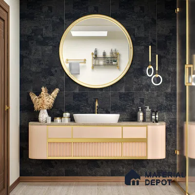 Black Stone Floor & Wall Tile TL 06936 Prestige Evardo Nero 2 ft x 4 ft Vitrified Carving Matte Finish - 9 mm | 4 Random Design | Suitable for Living Room, Bedroom, Bathroom
