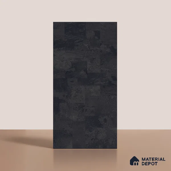Black Stone Floor & Wall Tile TL 06936 Prestige Evardo Nero 2 ft x 4 ft Vitrified Carving Matte Finish - 9 mm | 4 Random Design | Suitable for Living Room, Bedroom, Bathroom