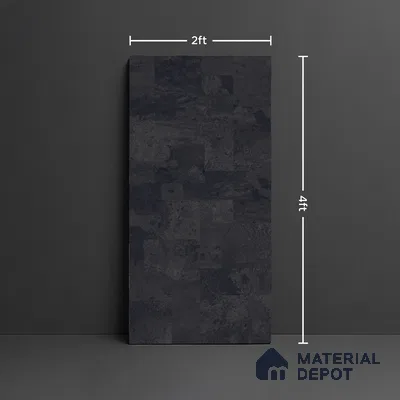 Black Stone Floor & Wall Tile TL 06936 Prestige Evardo Nero 2 ft x 4 ft Vitrified Carving Matte Finish - 9 mm | 4 Random Design | Suitable for Living Room, Bedroom, Bathroom