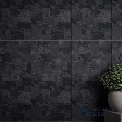 Black Stone Floor & Wall Tile TL 06936 Prestige Evardo Nero 2 ft x 4 ft Vitrified Carving Matte Finish - 9 mm | 4 Random Design | Suitable for Living Room, Bedroom, Bathroom
