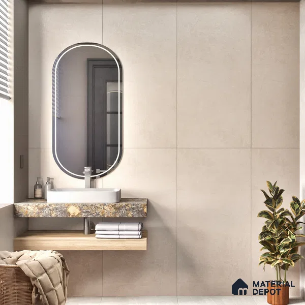 Beige Rustic Wall & Floor Tile TL 06937 2 ft x 4 ft Vitrified Carving Matte Finish - 9 mm | 6 Random Design | Suitable for Living Room, Bedroom, Bathroom