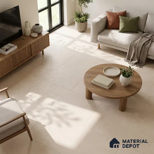Beige Rustic Wall & Floor Tile TL 06937 2 ft x 4 ft Vitrified Carving Matte Finish - 9 mm | 6 Random Design | Suitable for Living Room, Bedroom, Bathroom
