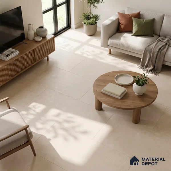 Beige Rustic Wall & Floor Tile TL 06937 2 ft x 4 ft Vitrified Carving Matte Finish - 9 mm | 6 Random Design | Suitable for Living Room, Bedroom, Bathroom