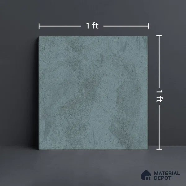 Blue Rustic Floor Tile TL 06945 1 ft x 1 ft Ceramic Carving Matte Finish - 9 mm | Suitable for Living Room, Bedroom, Bathroom