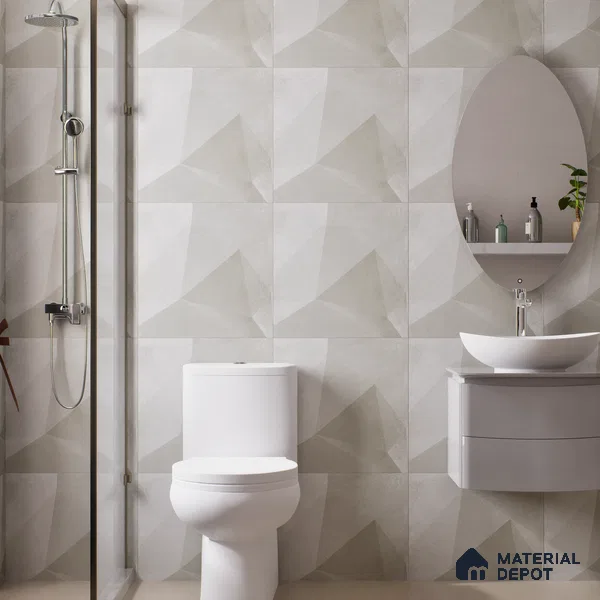 Beige Cement Wall & Floor Tile TL 06946 2 ft x 2 ft Vitrified Carving Matte Finish - 9 mm | Suitable for Living Room, Bedroom, Bathroom | Please Expect a Slight Variation of Pattern