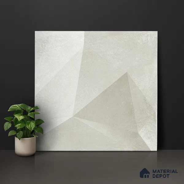 Beige Cement Wall & Floor Tile TL 06946 2 ft x 2 ft Vitrified Carving Matte Finish - 9 mm | Suitable for Living Room, Bedroom, Bathroom | Please Expect a Slight Variation of Pattern