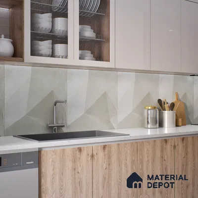 Beige Cement Wall & Floor Tile TL 06946 2 ft x 2 ft Vitrified Carving Matte Finish - 9 mm | Suitable for Living Room, Bedroom, Bathroom | Please Expect a Slight Variation of Pattern