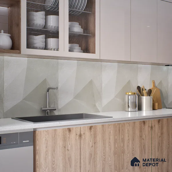 Beige Cement Wall & Floor Tile TL 06946 2 ft x 2 ft Vitrified Carving Matte Finish - 9 mm | Suitable for Living Room, Bedroom, Bathroom | Please Expect a Slight Variation of Pattern
