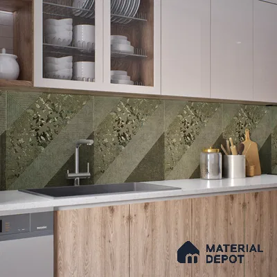 Patterned Wall & Floor Tile TL 06960   2 ft x 2 ft Vitrified Carving Matte Finish - 9 mm | Suitable for Living Room, Bedroom, Bathroom | Please Expect a Slight Variation of Pattern