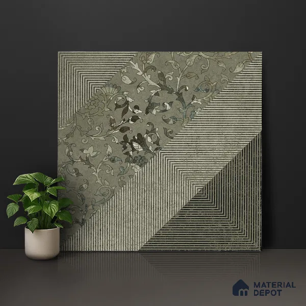 Patterned Wall & Floor Tile TL 06960 2 ft x 2 ft Vitrified Carving Matte Finish - 9 mm | Suitable for Living Room, Bedroom, Bathroom | Please Expect a Slight Variation of Pattern